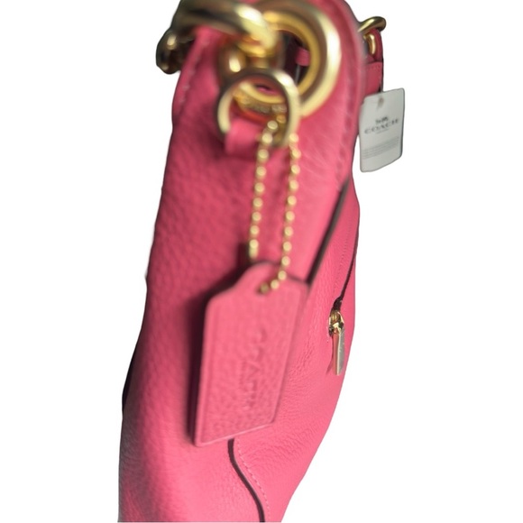 NWT! COACH JES PINK HOBO BAG Embossed Monogram on Front GENUINE PEBBLE LEATHER - Picture 3 of 10